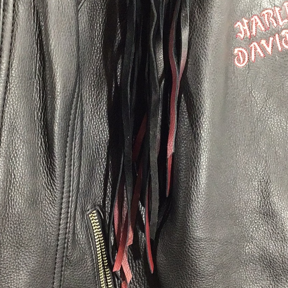 Vintage Harley Davidson Magic Dip dyed fringe Black Leather Jacket XL NWOT - Picture 9 of 15